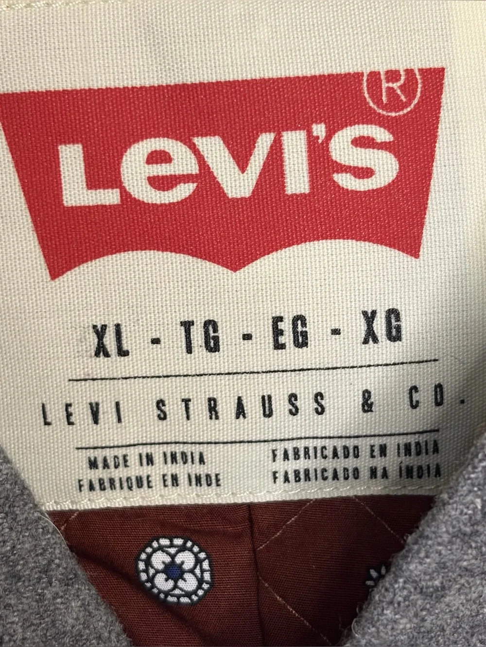 Levi's Gray Wool Blend Utility Vest Quilted Lined Men's XL
